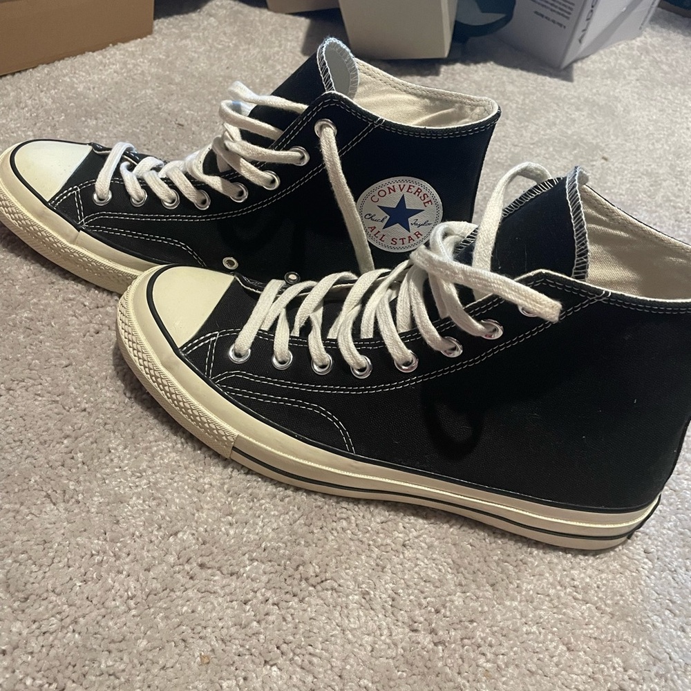 Black Converse Shoes. Men’s 9; Women’s 11. Worn once for a wedding.